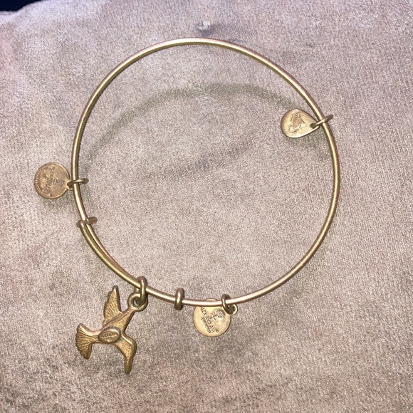 Alex and Ani Hummingbird Bird Gold Charm Bracelet adjustable Bangle boho glam - Picture 4 of 5